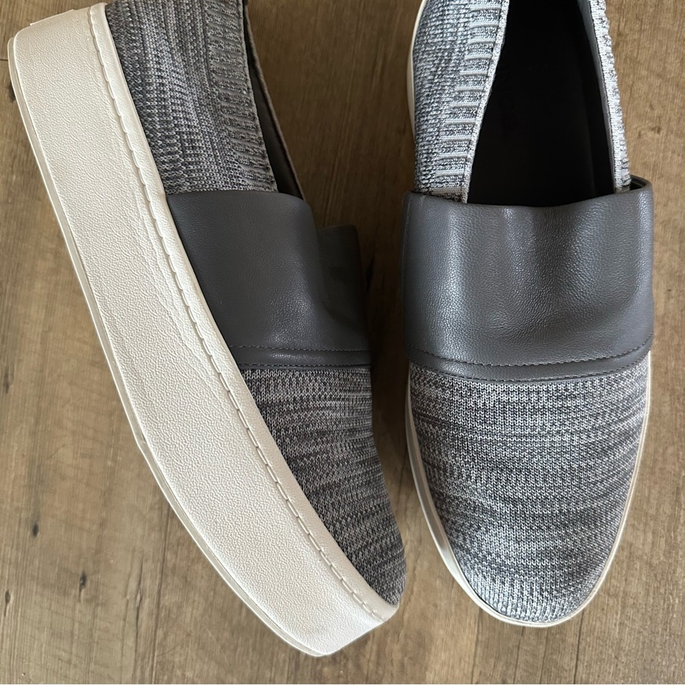 Vince Ward Gray Knit Slip-On Platform Sneaker